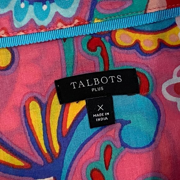 Talbots Plus Floral Button Down Shirt Womens Size X (14W-16W) Cotton Long Sleeve - Picture 5 of 6